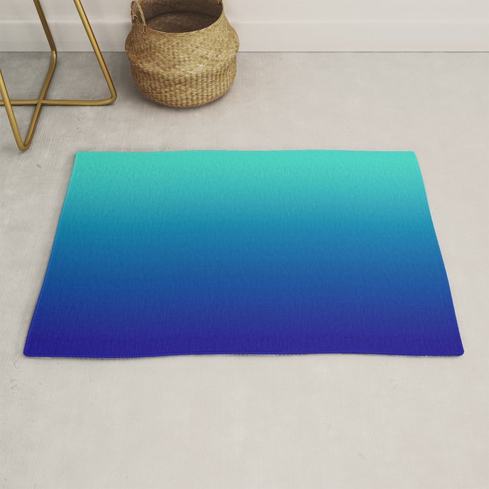 Turquoise Ultramarine Blue Gradient Rug Gallery Image 1