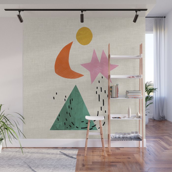 Orange Moon Mountain Wall Mural Gallery Image 1