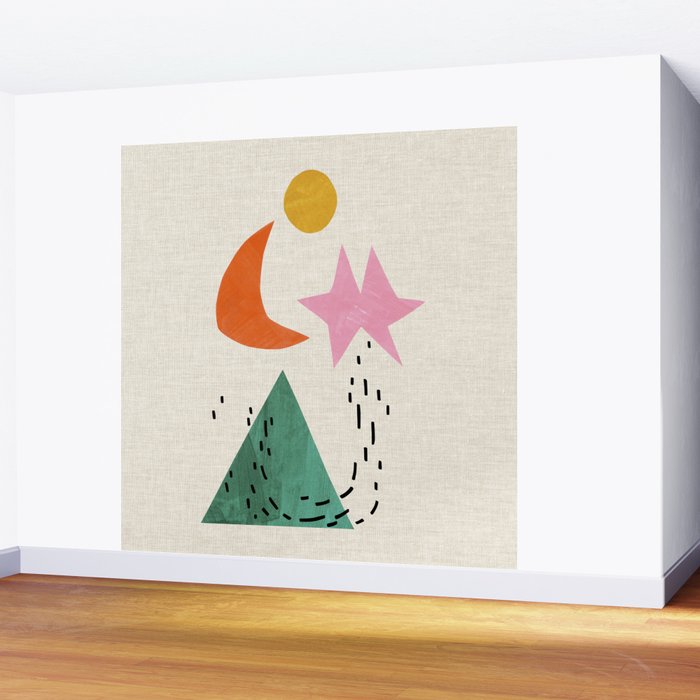 Orange Moon Mountain Wall Mural Gallery Image 2