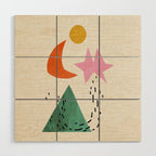 Orange Moon Mountain Wood Wall Art Gallery Image 1