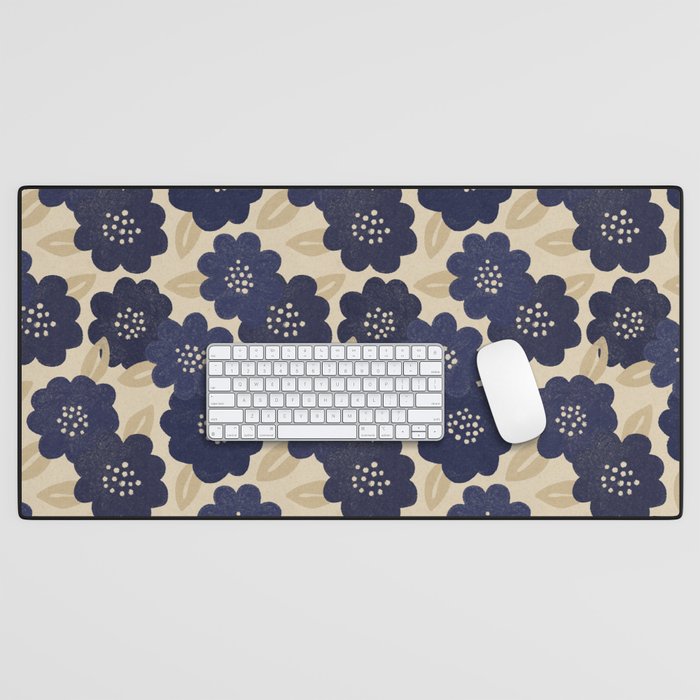 Blue Flower Pattern Desk Mat Gallery Image 1