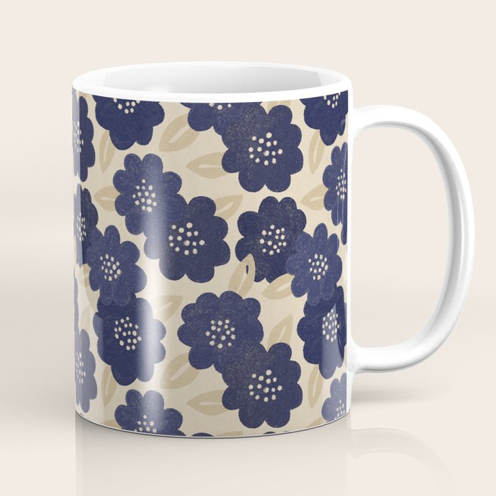 Blue Flower Pattern Coffee Mug Gallery Image 1