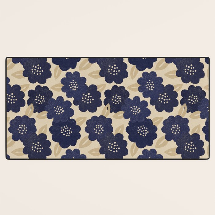 Blue Flower Pattern Desk Mat Gallery Image 3