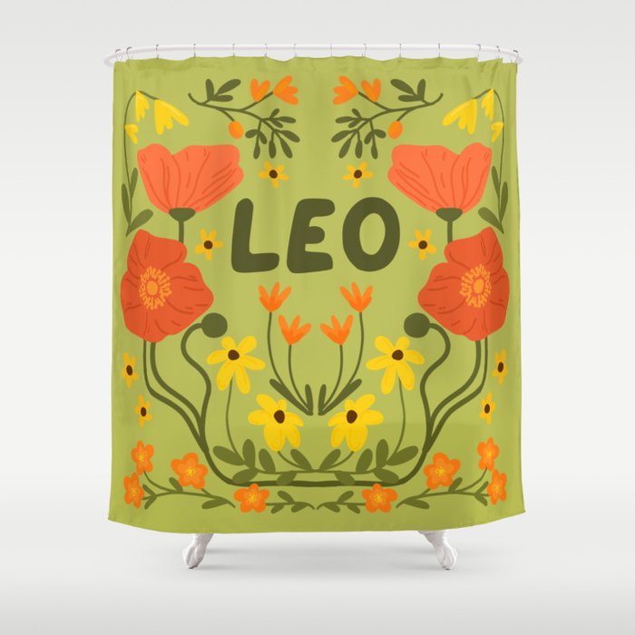 Leo Floral Folk Art  Shower Curtain Gallery Image 1