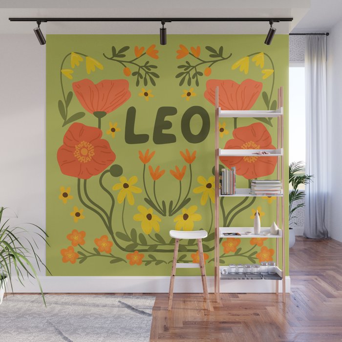 Leo Floral Folk Art  Wall Mural Gallery Image 1