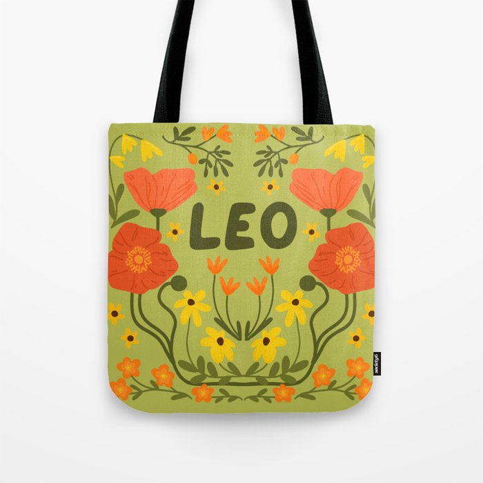 Leo Floral Folk Art  Tote Bag Gallery Image 1