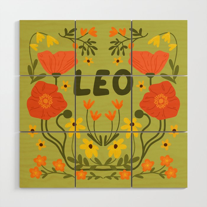Leo Floral Folk Art  Wood Wall Art Gallery Image 1