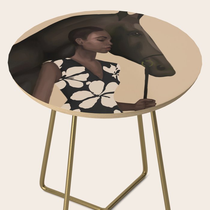 Woman in Bold Print with Black Horse Side Table Gallery Image 2