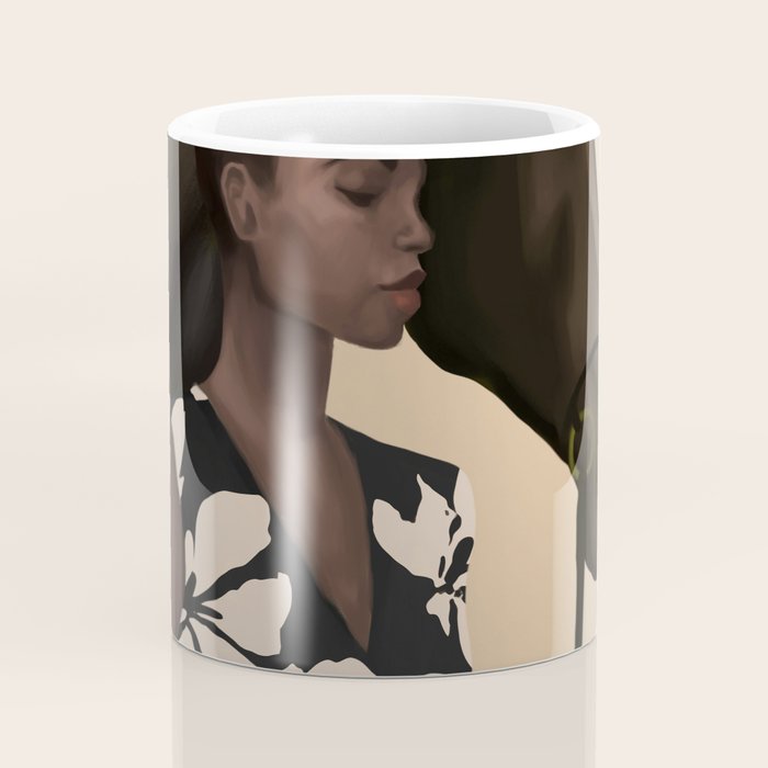 Woman in Bold Print with Black Horse Coffee Mug Gallery Image 4