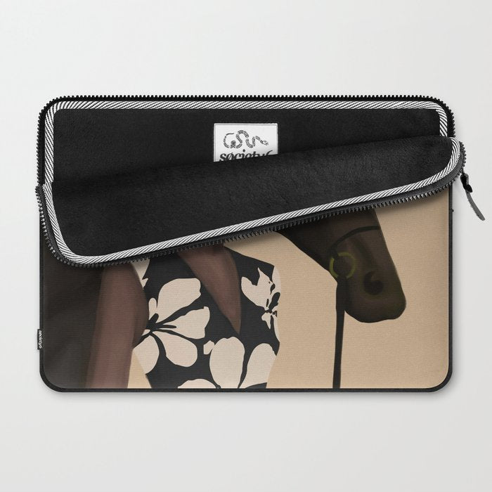 Woman in Bold Print with Black Horse Laptop Sleeve Gallery Image 2