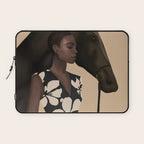 Woman in Bold Print with Black Horse Laptop Sleeve Gallery Image 1