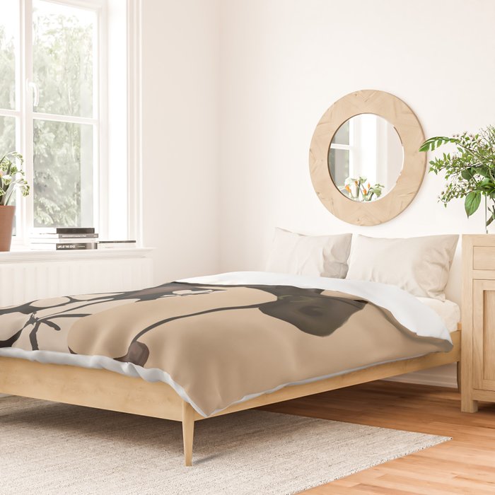 Woman in Bold Print with Black Horse Duvet Cover Gallery Image 2