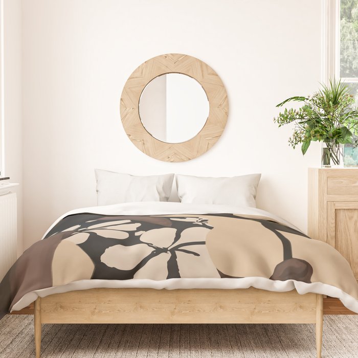 Woman in Bold Print with Black Horse Duvet Cover Gallery Image 3