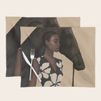 Woman in Bold Print with Black Horse Placemat Gallery Image 1
