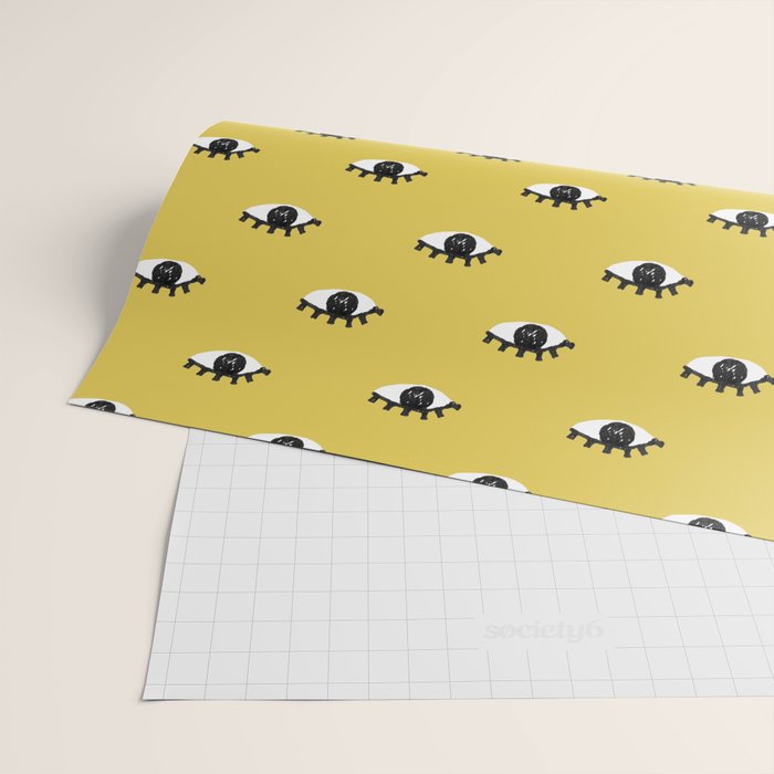 Inky Textured Eye Pattern - Olive Oil Wrapping Paper Gallery Image 2