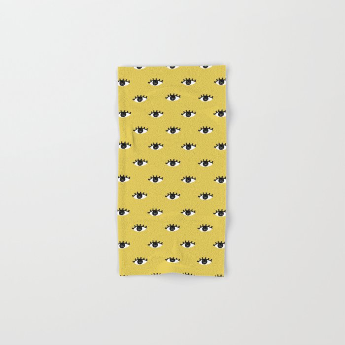 Inky Textured Eye Pattern - Olive Oil Hand & Bath Towel Gallery Image 1
