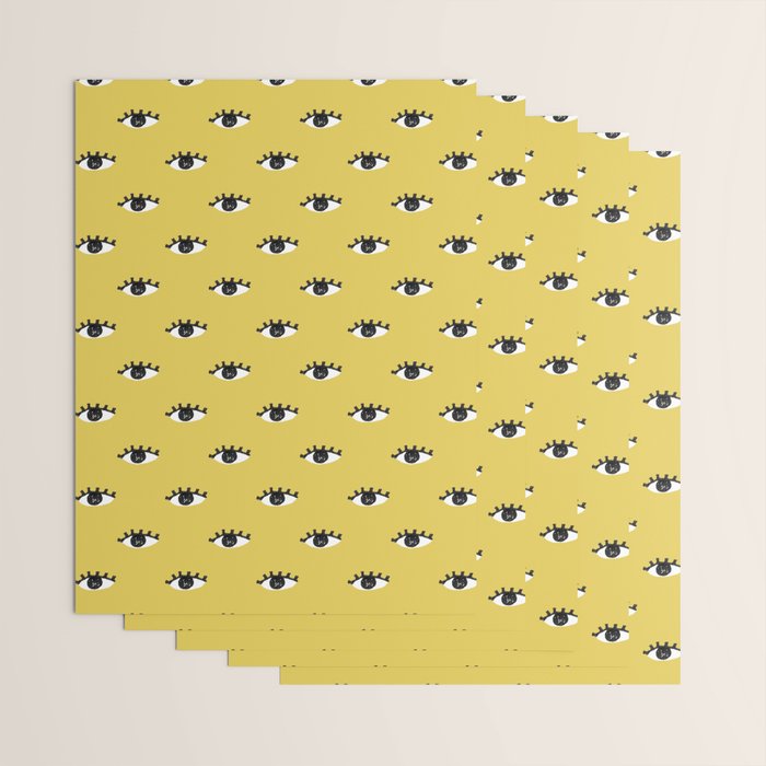 Inky Textured Eye Pattern - Olive Oil Wrapping Paper Gallery Image 3