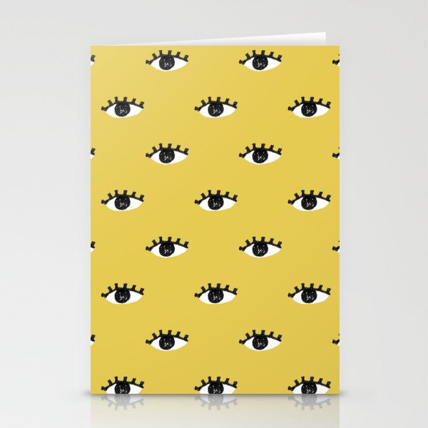 Inky Textured Eye Pattern - Olive Oil Stationery Card Gallery Image 2