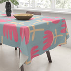 Tulips - Cheerful Scandi Floral Pattern in Pink, Apricot Cream, and Light Blue Tablecloth Gallery Image 3