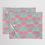 Tulips - Cheerful Scandi Floral Pattern in Pink, Apricot Cream, and Light Blue Placemat Gallery Image 1