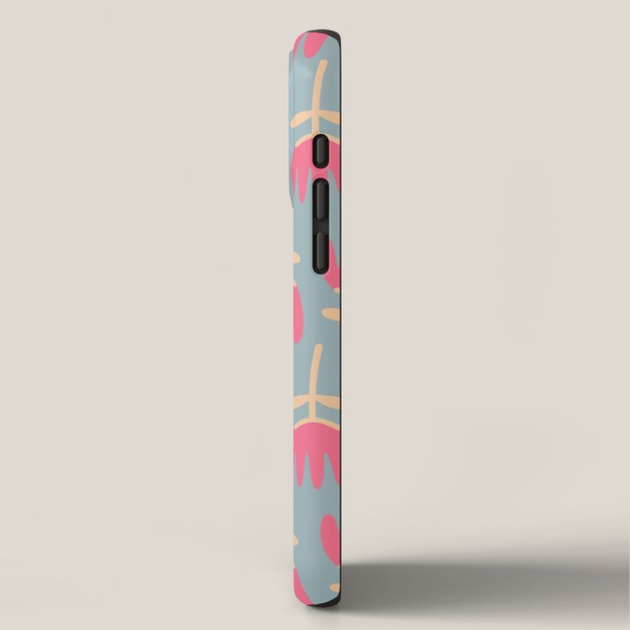 Tulips - Cheerful Scandi Floral Pattern in Pink, Apricot Cream, and Light Blue iPhone Case Gallery Image 2