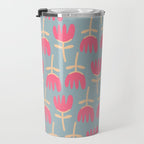 Tulips - Cheerful Scandi Floral Pattern in Pink, Apricot Cream, and Light Blue Travel Mug Gallery Image 3