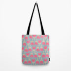 Tulips - Cheerful Scandi Floral Pattern in Pink, Apricot Cream, and Light Blue Tote Bag Gallery Image 2