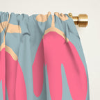 Tulips - Cheerful Scandi Floral Pattern in Pink, Apricot Cream, and Light Blue Window Curtain Gallery Image 2