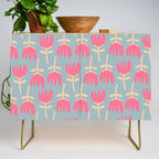 Tulips - Cheerful Scandi Floral Pattern in Pink, Apricot Cream, and Light Blue Credenza Gallery Image 1