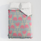 Tulips - Cheerful Scandi Floral Pattern in Pink, Apricot Cream, and Light Blue Duvet Cover Gallery Image 6