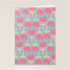 Tulips - Cheerful Scandi Floral Pattern in Pink, Apricot Cream, and Light Blue Stationery Card Gallery Image 2