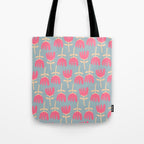 Tulips - Cheerful Scandi Floral Pattern in Pink, Apricot Cream, and Light Blue Tote Bag Gallery Image 1