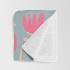 Tulips - Cheerful Scandi Floral Pattern in Pink, Apricot Cream, and Light Blue Throw Blanket Gallery Image 3