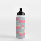Tulips - Cheerful Scandi Floral Pattern in Pink, Apricot Cream, and Light Blue Water Bottle Gallery Image 2
