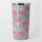 Tulips - Cheerful Scandi Floral Pattern in Pink, Apricot Cream, and Light Blue Travel Mug Gallery Image 1