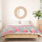 Tulips - Cheerful Scandi Floral Pattern in Pink, Apricot Cream, and Light Blue Duvet Cover Gallery Image 3
