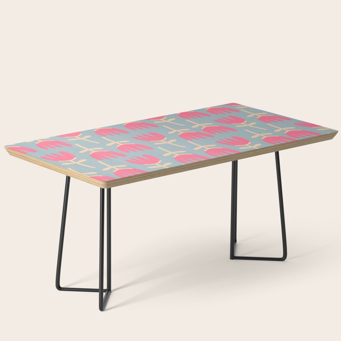 Tulips - Cheerful Scandi Floral Pattern in Pink, Apricot Cream, and Light Blue Coffee Table Gallery Image 1