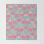 Tulips - Cheerful Scandi Floral Pattern in Pink, Apricot Cream, and Light Blue Throw Blanket Gallery Image 2