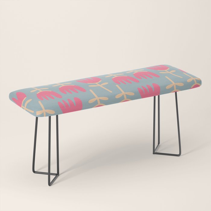 Tulips - Cheerful Scandi Floral Pattern in Pink, Apricot Cream, and Light Blue Bench Gallery Image 1