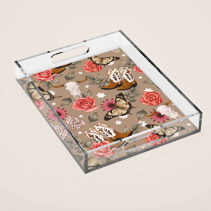Cowboy Spirit Blooms Acrylic Tray Gallery Image 1