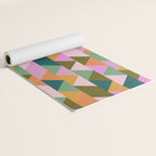 Retro Modern Pink Green Geometric Triangle Art Yoga Mat Gallery Image 2