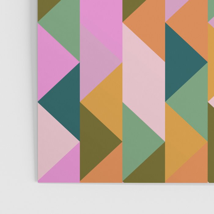 Retro Modern Pink Green Geometric Triangle Art Poster Gallery Image 3