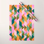 Retro Modern Pink Green Geometric Triangle Art Wrapping Paper Gallery Image 1