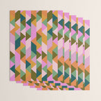 Retro Modern Pink Green Geometric Triangle Art Wrapping Paper Gallery Image 3
