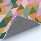 Retro Modern Pink Green Geometric Triangle Art Rug Gallery Image 4