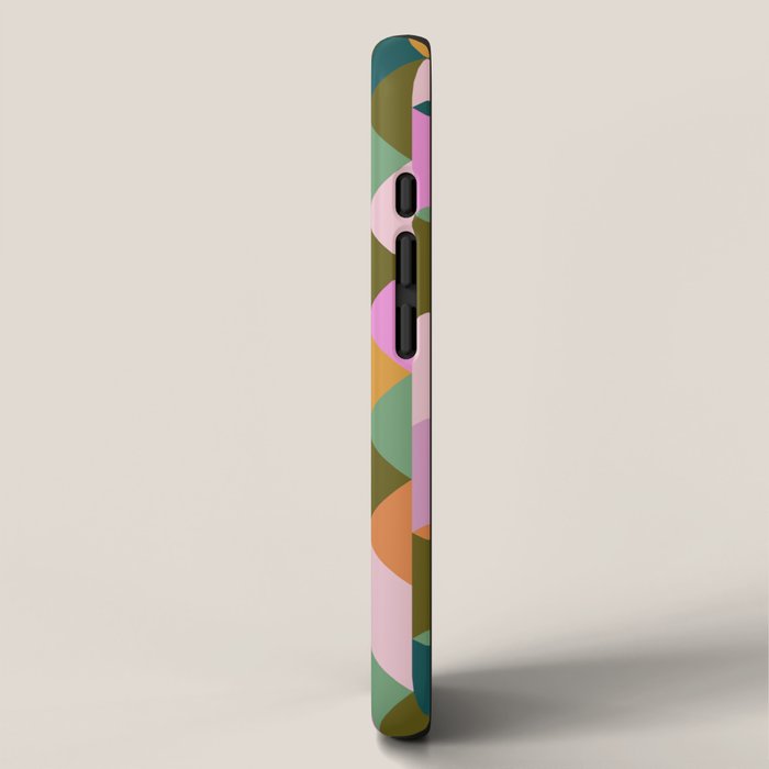 Retro Modern Pink Green Geometric Triangle Art iPhone Case Gallery Image 2
