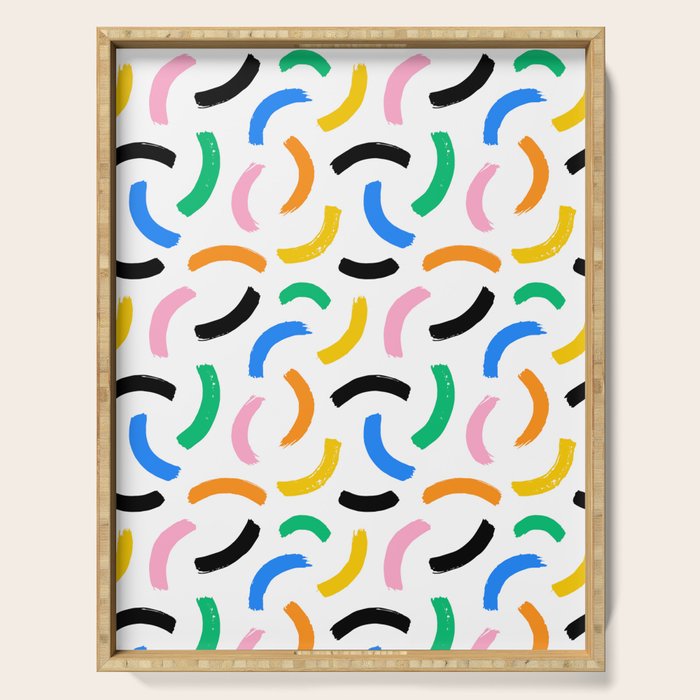 Colorful abstract brush stroke art pattern Serving Tray Gallery Image 1