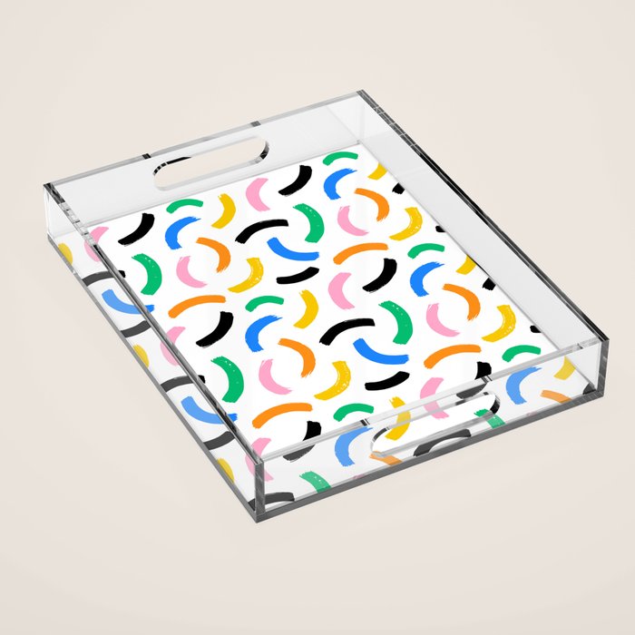 Colorful abstract brush stroke art pattern Acrylic Tray Gallery Image 1
