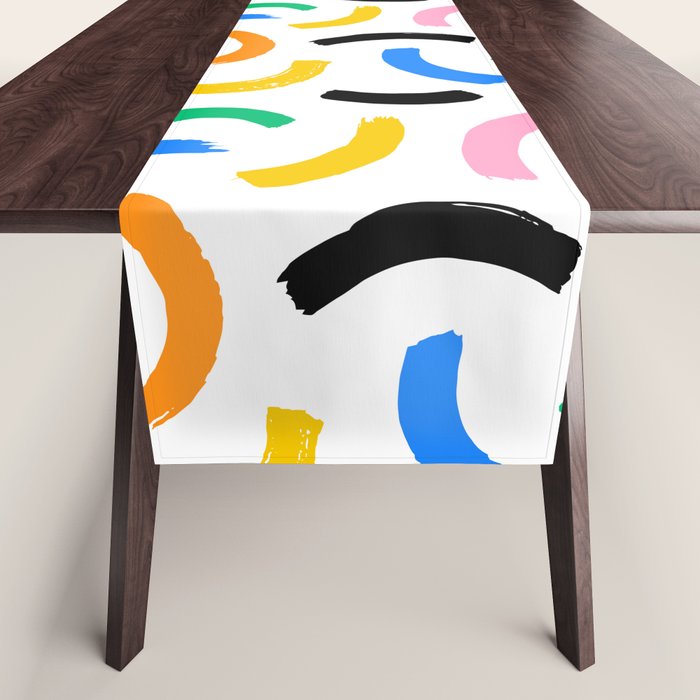 Colorful abstract brush stroke art pattern Table Runner Gallery Image 1