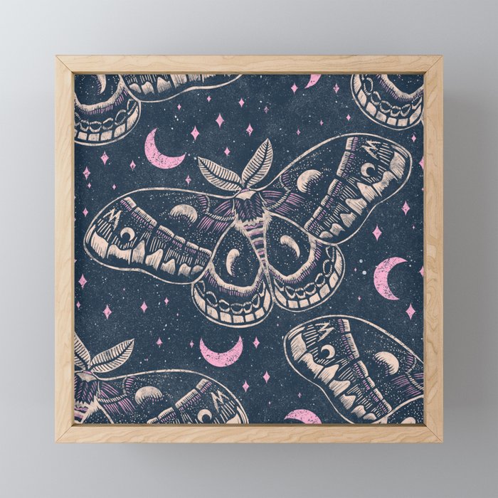 Celestial Cecropia - midnight blue and orchid  Mini Art Print Gallery Image 1